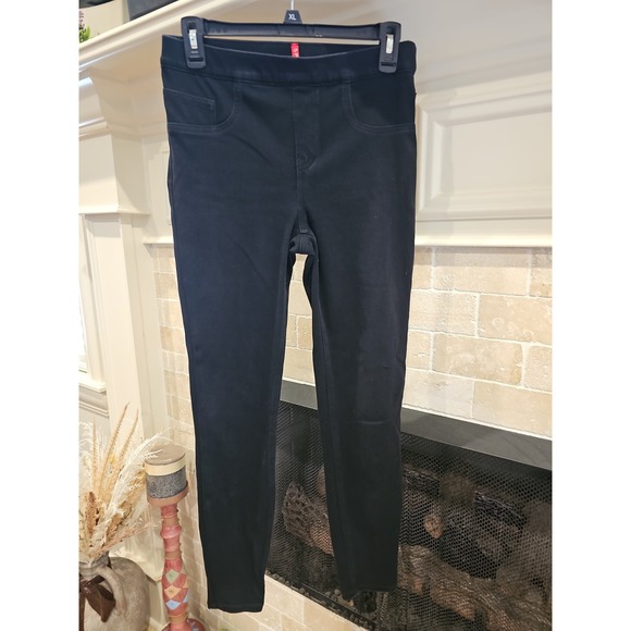 SPANX Denim - Spanx Pants Leggings Womens Medium Black High Rise Denim Jegging Shaping Stretch